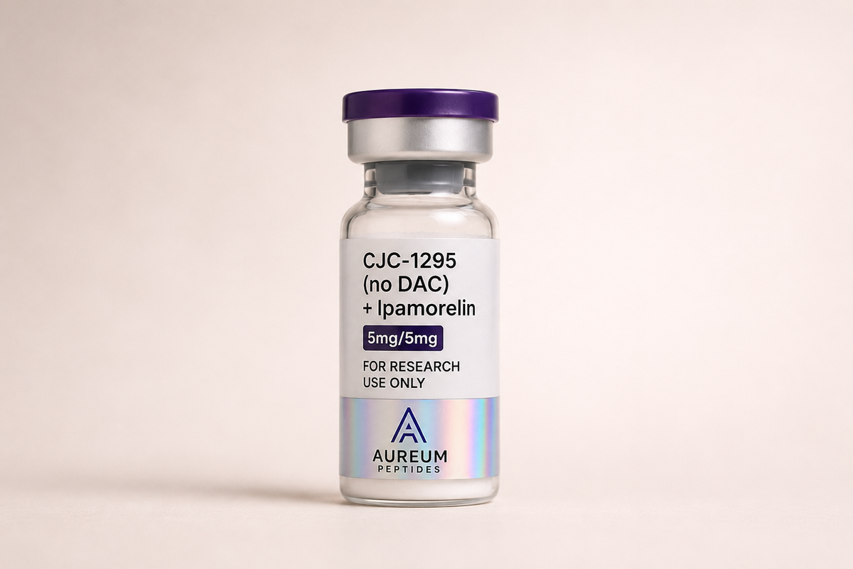 CJC-1295 no DAC + Ipamorelin 5mg/5mg vial research peptide - Aureum Peptides